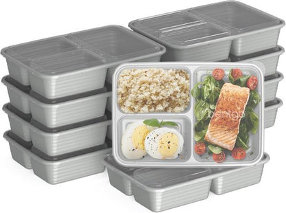 Bentgo Prep - 20-Piece Reusable Meal Prep Containers | Durable, BPA-Free, Microwave & Dishwasher Safe (Silver)