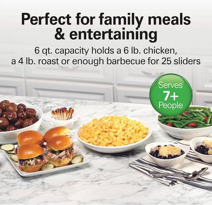 Hamilton Beach 6-Quart Slow Cooker - 3 Cooking Settings, Dishwasher-Safe Stoneware & Glass Lid