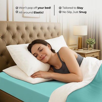 Utopia Bedding King Fitted Sheet - Bottom Sheet - Deep Pocket - Soft Microfiber - Shrinkage and Fade Resistant - Easy Care -1 Fitted Sheet Only (Spa Blue)