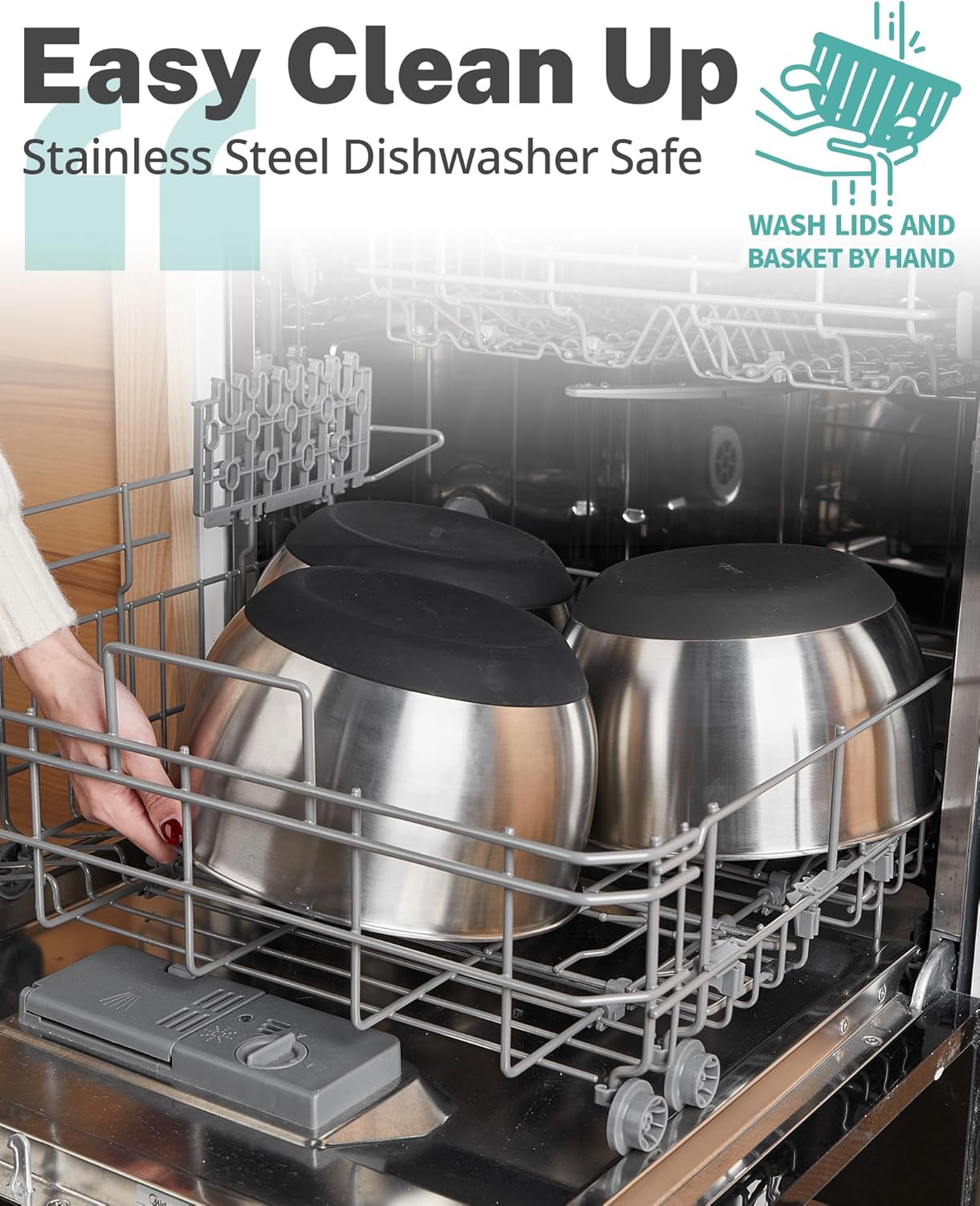 Skiennix Stainless Steel Salad Spinner - 4-in-1 Multi-Functional Lettuce Washer | 5.3 Qt, BPA-Free, Easy Clean