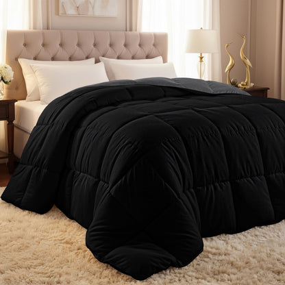 Utopia Bedding Queen Comforter Duvet Insert, Reversible Black/Grey Quilted Comforter with Corner Tabs, Box Stitched Down Alternative Comforters Queen Size 88 x 88 inches