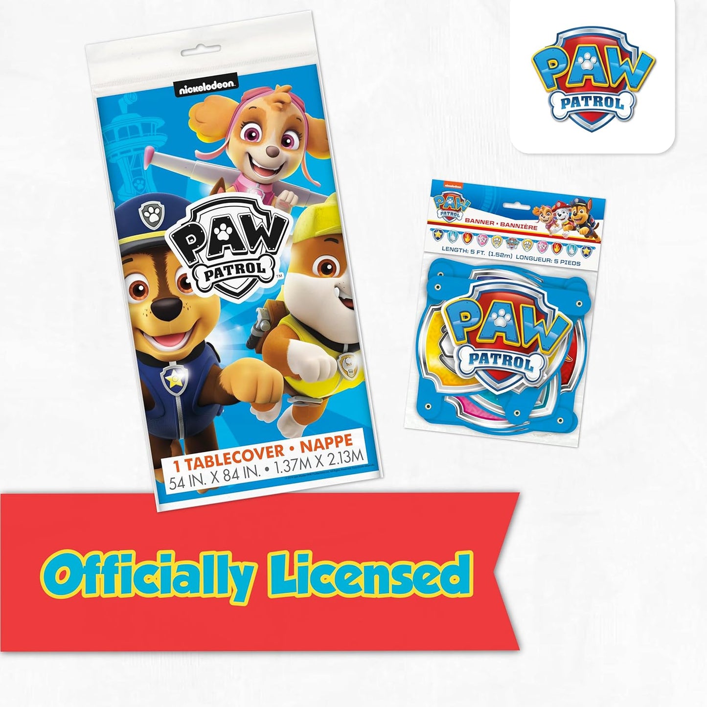 Paw Patrol Tablecloth & Birthday Banner Set - Officially Licensed Party Decorations