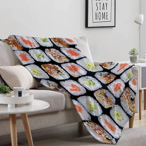 Darani Food Sushi Blanket Super Soft Funny Throw Blanket Warm and Lightweight Soft Flannel Blankets 80x60 Large for Adult Bed Blanket