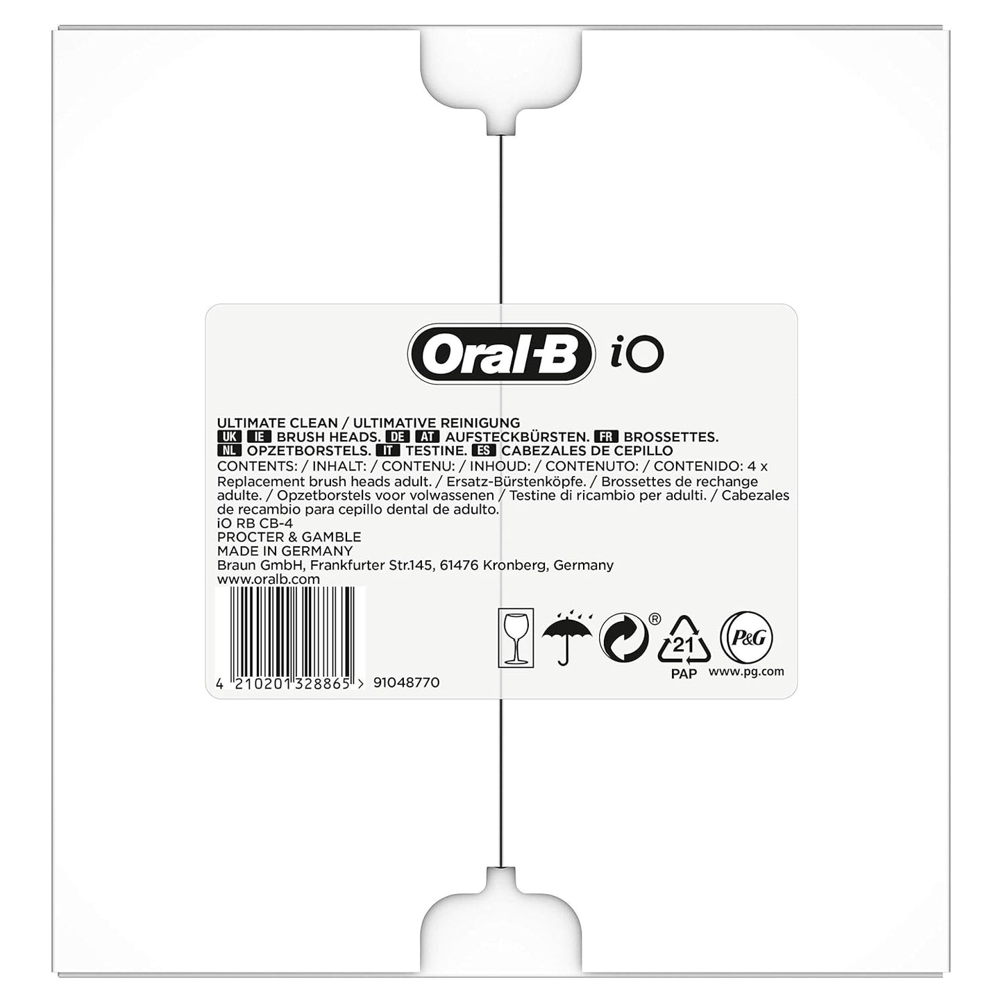 Oral-B iO Ultimate Clean Electric Toothbrush Head, Twisted & Angled Bristles for Deeper Plaque Removal, Pack of 4, Suitable for Mailbox, Black