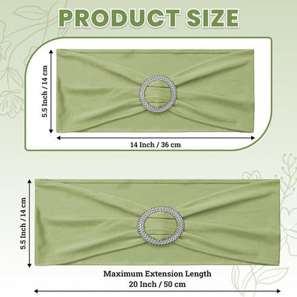 MDS Spandex Chair Sashes - Universal Fit Elastic Stretch Ties with Buckle for Weddings | Sage Green, Pack of 250