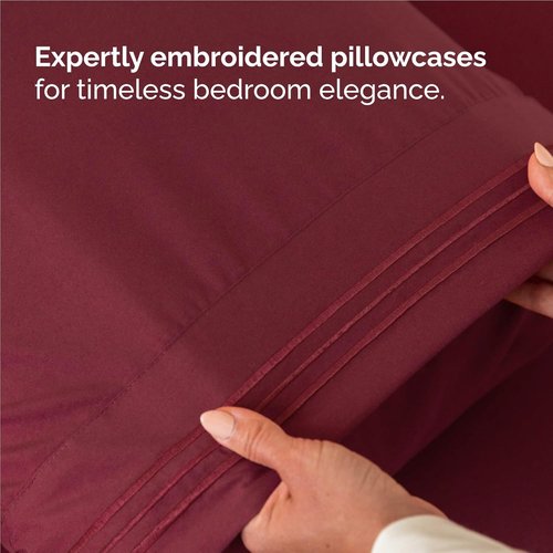 Comfy Twin XL Sheet Set by [Brand Name] - Breathable Cooling Bed Sheets | Hotel Luxury Bedding - Deep Pockets, Soft, Wrinkle-Free - Oeko-Tex Certified, Burgundy