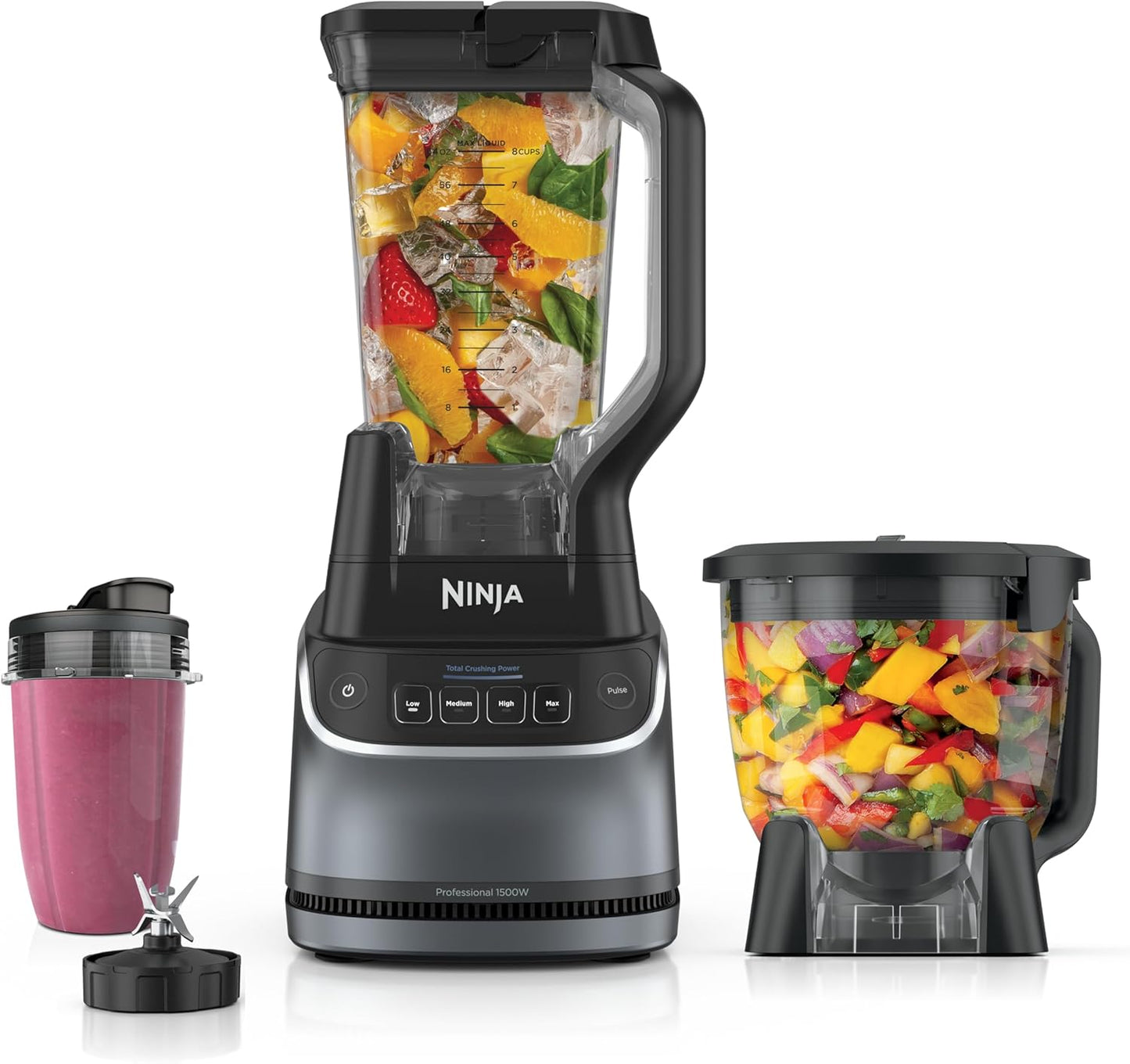 Ninja UltraCrush Professional Kitchen System - 1500W Blender & Food Processor with 72oz Capacity | Silver | Total Crushing Technology for Smoothies & Chopping