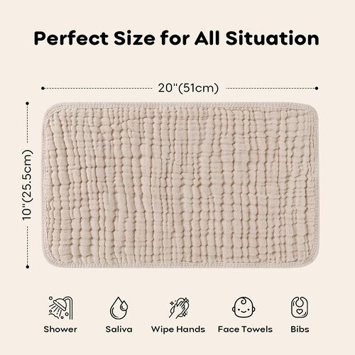 Looxii Muslin Burp Cloths 100% Cotton Muslin Cloths 12 Pack Large 20''x10'' Extra Soft and Absorbent Baby Burping Cloth for Boys and Girls (Apricot)