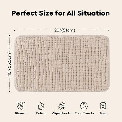 Looxii Muslin Burp Cloths 100% Cotton Muslin Cloths 12 Pack Large 20''x10'' Extra Soft and Absorbent Baby Burping Cloth for Boys and Girls (Apricot)