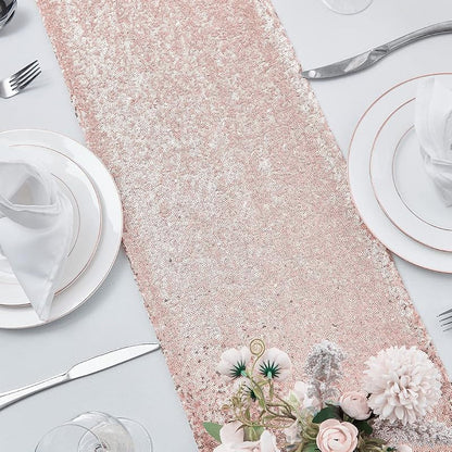 Rose Gold 12x72 Inch Sequin Table Runner - 6 Pack (Variation: Rose Gold+6 pcs-12"x72")