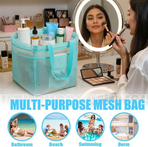 Kinlop Mesh Shower Caddy - Portable 8 Pocket Hanging Tote for College Dorms & Travel | Macarons Color