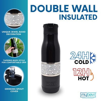MyBevi Hollywood Insulated Tumbler – 20oz Stainless Steel Travel Cup with Leak-Resistant Lid | BPA-Free, Reusable, Fits Cup Holders, Hot & Cold for Gym, Work, or Commute – Sport Black