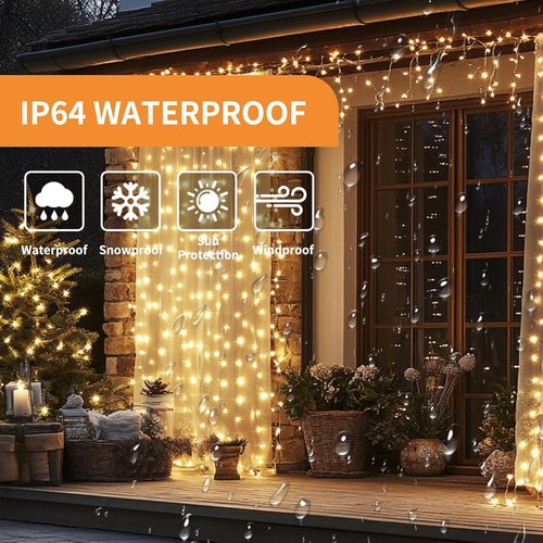 Fairy Curtain Lights - 200 LED Tangle-Free String Lights with Remote | USB Plug for Bedroom & Party Décor - 9.8 x 6.6 Ft, Warm White