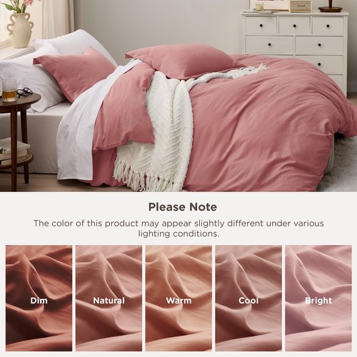 Bedsure Pink Clay Duvet Cover Twin/Twin XL Size - 2 Pieces Prewashed Polyester Extra Soft Bedding Set, Includes 1 Twin Duvet Cover 68''x90'' with Zipper Closure & 1 Pillow Sham, No Comforter