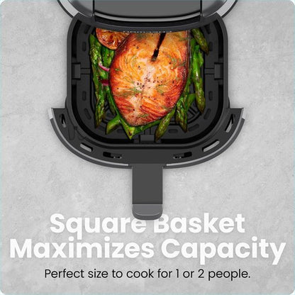 CHEFMAN 2 Qt Mini Air Fryer - Digital Compact Design with Nonstick Basket & Timer | Quick Meals in Grey