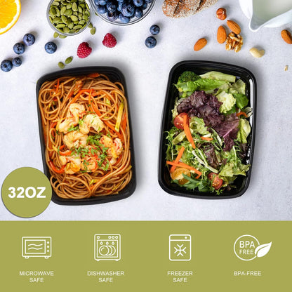 Skiennix Meal Prep Containers - 32oz Reusable, Leakproof, BPA-Free | Microwave & Dishwasher Safe - 15 Pack