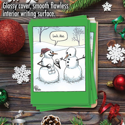 Snowman Abs Merry Christmas Greeting Card Set - 12 Pack (NobleWorks C9477XSG-B12x1) - Variation: Snowman Abs