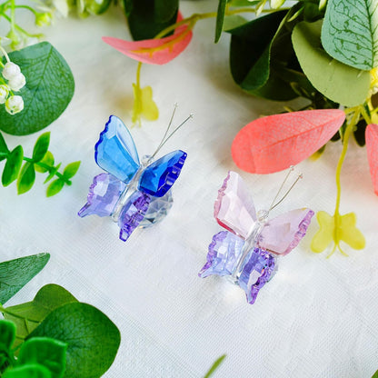 Skiennix Crystal Butterfly Figurines - Elegant Clear Ball Base | 2-Piece Collectible Set for Weddings & Gifts
