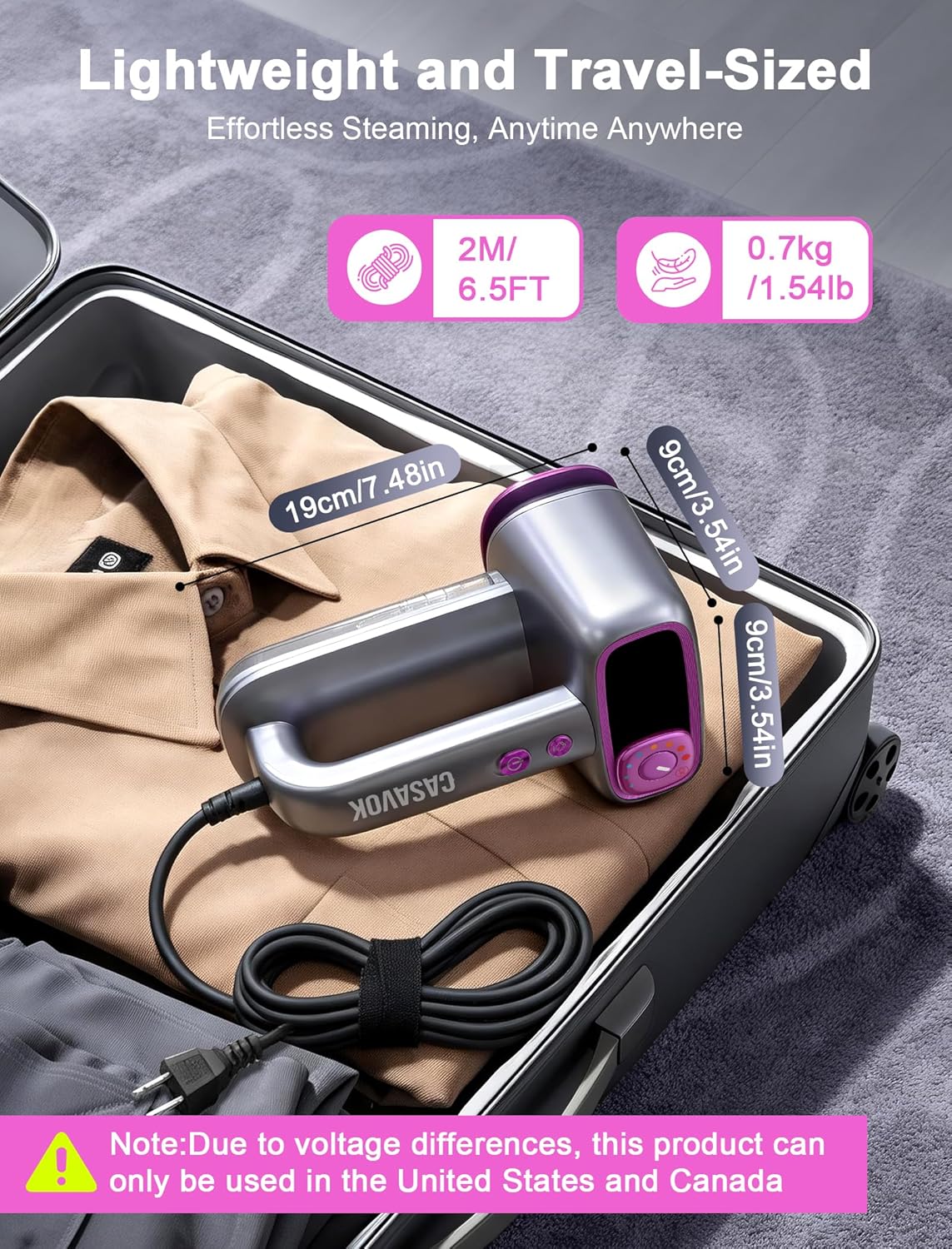 Skiennix Travel Steamer - Handheld 2-in-1 Clothes Steamer & Iron | 160ml Water Tank, 6 Steam Modes
