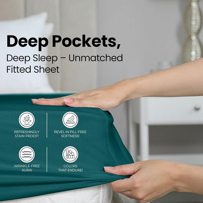 Utopia Bedding King Fitted Sheet - Deep Pocket Soft Microfiber - Fade Resistant & Easy Care - Teal