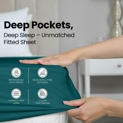 Utopia Bedding Queen Fitted Sheet - Bottom Sheet - Deep Pocket - Soft Microfiber - Shrinkage and Fade Resistant - Easy Care -1 Fitted Sheet Only (Teal)