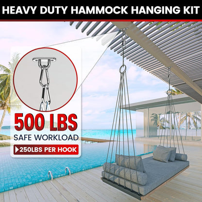 Sprookber 304 Stainless Steel Pad Eye Snap Hooks - Heavy Duty M5 Ceiling Hooks | 500 lb Capacity Set of 8