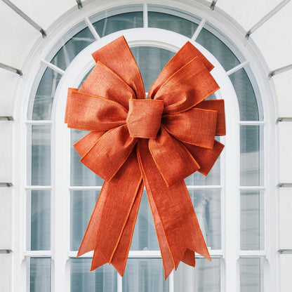 Skiennix Large Fall Bow Wreath | Thanksgiving Decor with Buffalo Bows - Orange Holiday Decoration