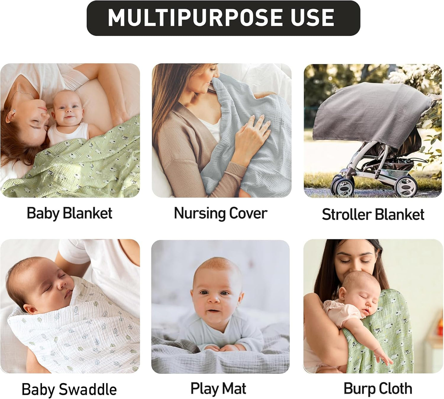 Skiennix Muslin Swaddle Blankets - 3 Pack Soft & Breathable Receiving Blankets, Large 38 x 40 Inches, Perfect for Newborns & Toddler Gifts