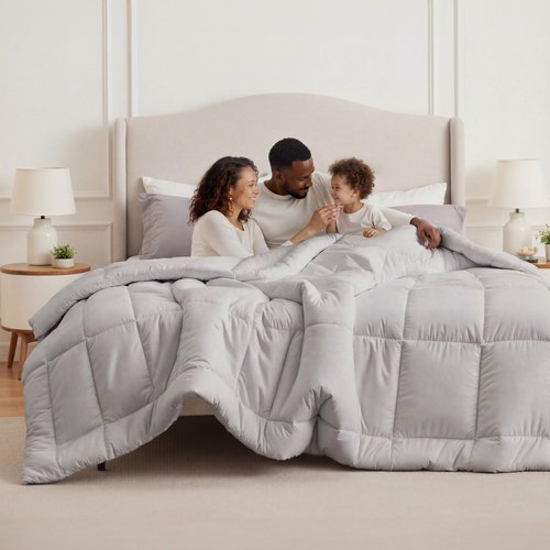 Bedsure Comforter Duvet Insert - Quilted Comforters Cal King Size, All Season Duvet, Down Alternative Bedding, with 8 Tabs, Gifts for Women/Men, Light Grey,Alaskan King 130x120 Inches
