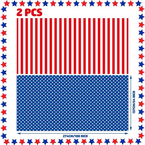Augisteen Patriotic Plastic Tablecloth - American Flag Design for 4th of July | 54" x 108" Disposable Cover