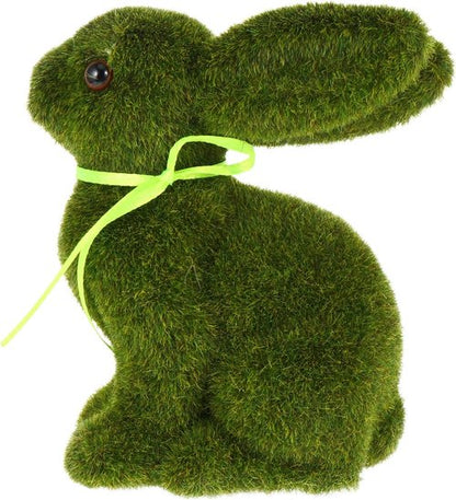 Flocked Easter Bunny Decor by Lifelike - Lifelike Green Moss Rabbit for Home, Office & Kids' Events
