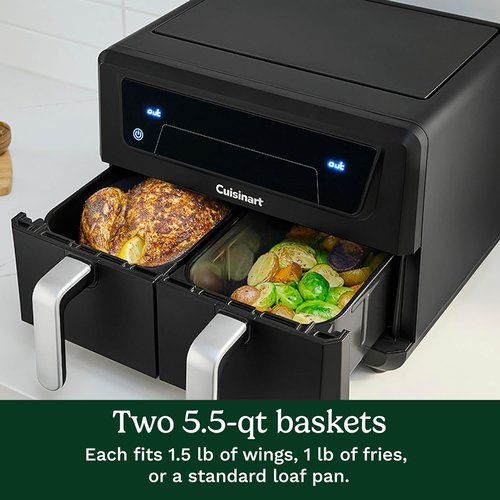 Cuisinart Dual Basket Air Fryer - 11 QT Capacity with 4 Cooking Functions & Sync Finish
