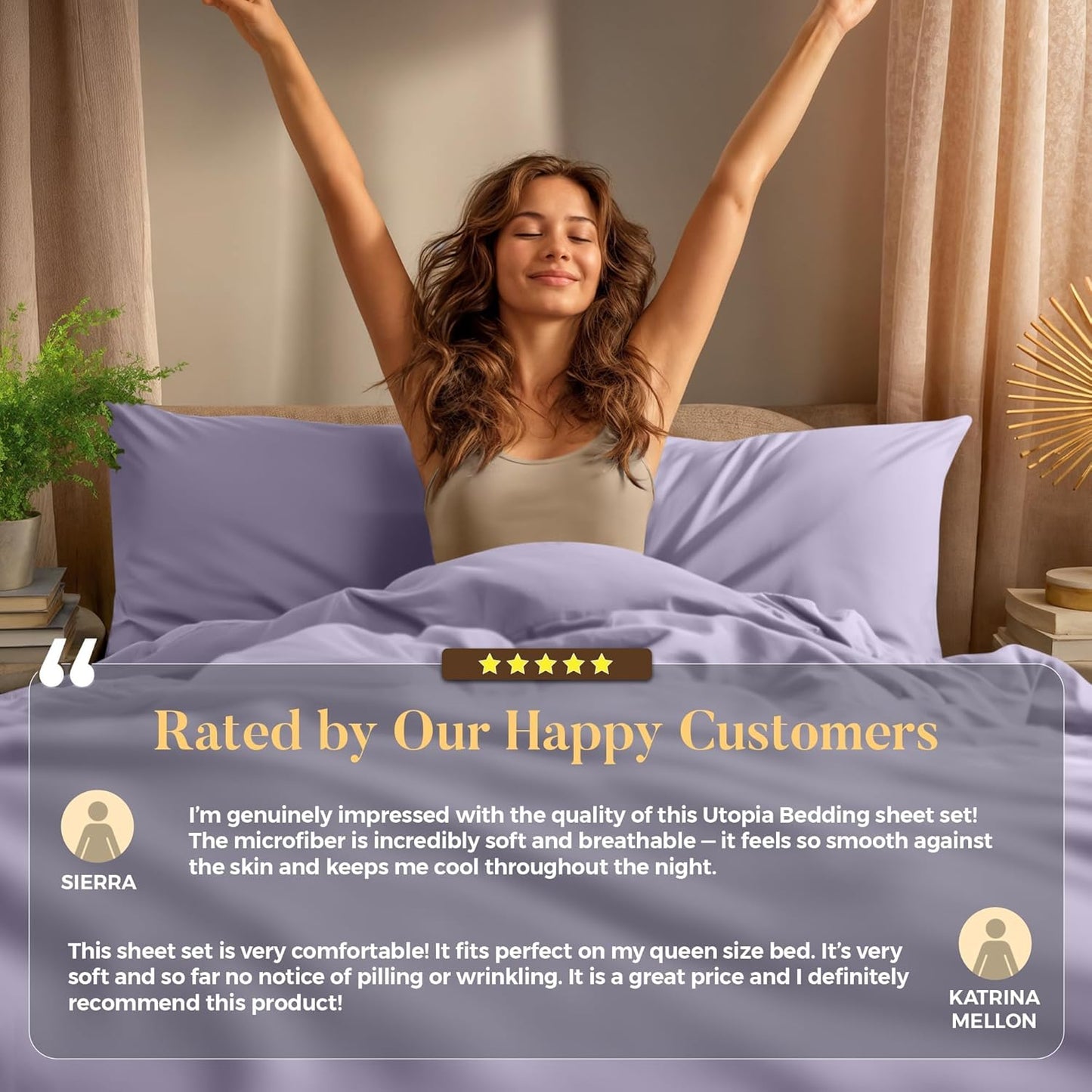 Utopia Bedding Twin XL Sheet Set - Soft Microfiber 3-Piece Bed Sheets in Lavender | Oeko-Tex Certified