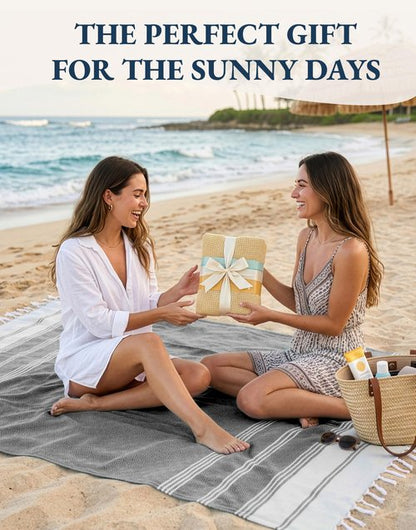 LANE LINEN Beach Towel, 2 Pack Beach Towels Oversized, 39"x71", Quick Dry Pool Towels for Adults, Absorbent Sandproof, Lightweight Travel Beach Towel - Ebony