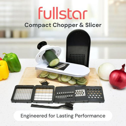 Fullstar Mandoline Slicer - 6-in-1 Vegetable Chopper & Cutter with Container | Black Kitchen Essential