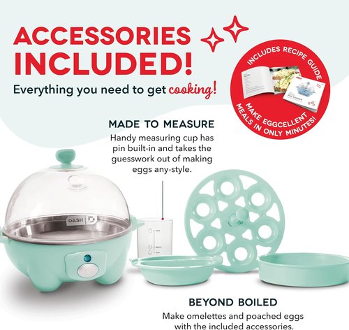 Dash Rapid Egg Cooker - Versatile Boiler, Poacher & Steamer - Holds 7 Eggs, Aqua | Includes Guide