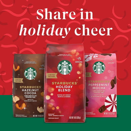 Starbucks Ground Coffee - Medium Roast Holiday Blend | 100% Arabica, 17 oz Bag