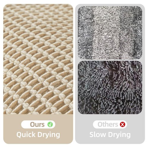 TYUU Pale Beige Bathroom Rug, Waffle Bath Mat Non Slip Washable Super Absorbent Quick Dry Boho Farmhouse Bathroom Decor, 30''x20'' / 1'8" x 2'6" Pale Beige