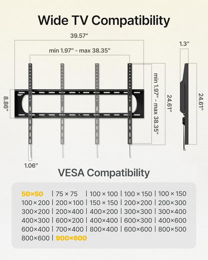 monTEK Heavy Duty TV Wall Mount Bracket - Fits 60-120" Flat & Curved TVs Up to 300lbs | Ultra Slim 1.3" Profile
