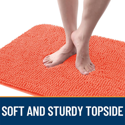 OLANLY Dog Door Mat - Absorbent Non-Slip Mud Mat for Dogs | Quick Dry Chenille, 45x27, Coral