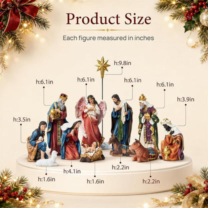 Nativity Sets for Christmas Indoor 13-Piece Display, 5.9 Inch - Variation: 5.9inch