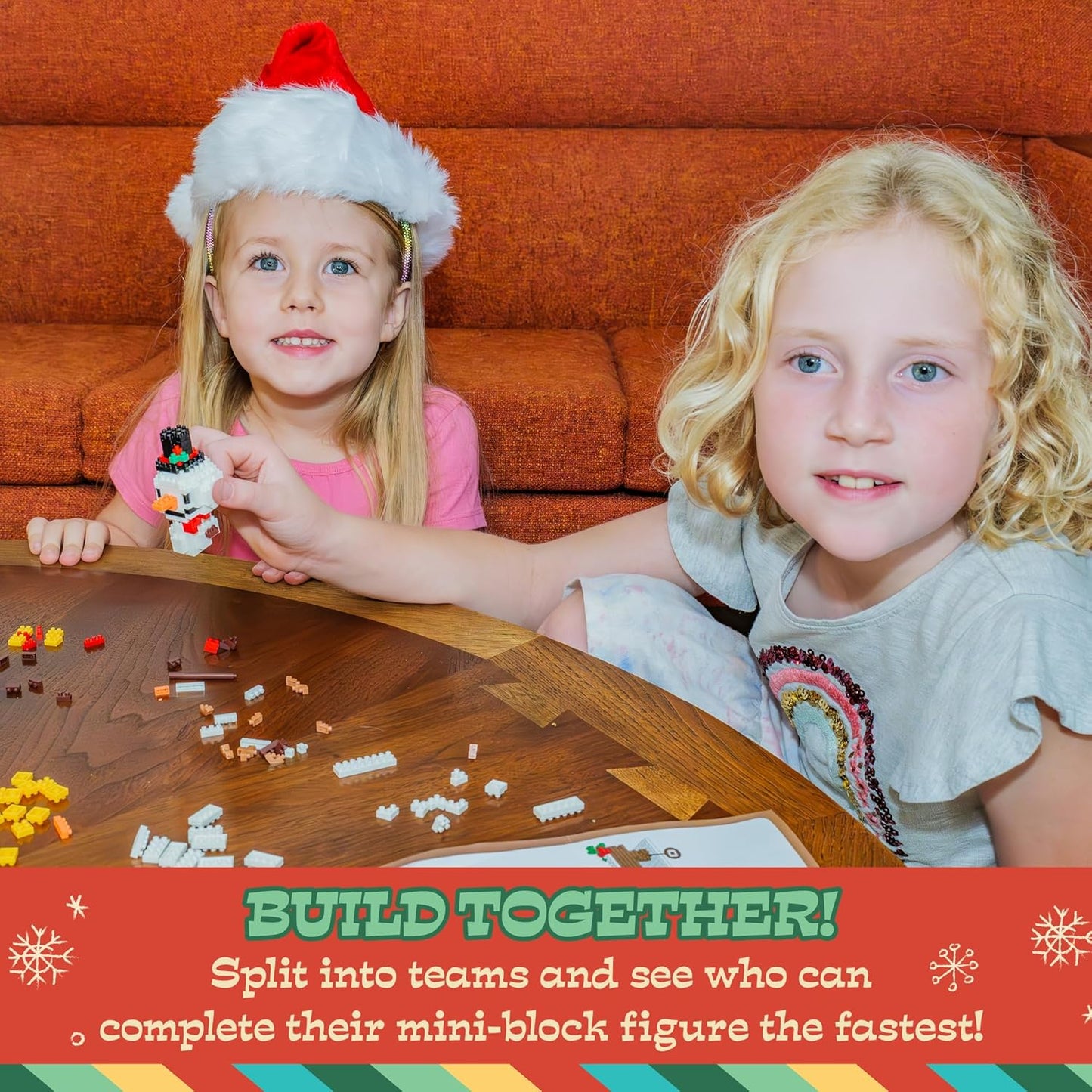 Toysmith Christmas Mini Blocks 3-Pack - Build Santa, Snowman & Reindeer - Holiday STEM Set for Kids 5+