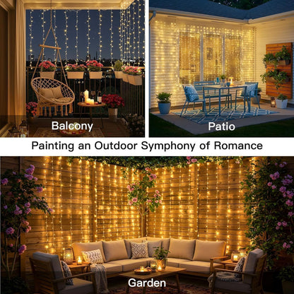 Suddus Curtain Lights - 200 LED Fairy String Lights for Indoor/Outdoor Decor | Warm White