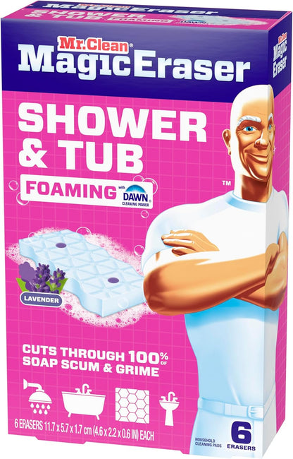 Mr. Clean Magic Eraser Sponge - Powerful Soap Scum Remover with Lavender Scent | 6 Count