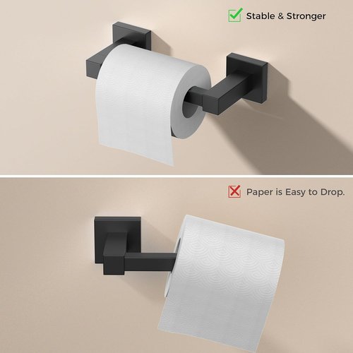 FORIOUS Toilet Paper Holder Set - Wall-Mounted SUS 304 Stainless Steel with Pivoting Design | Matte Black Finish
