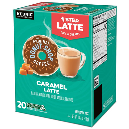 Original Donut Shop Caramel Latte K-Cup Pods - One-Step Brewing, 20 Count