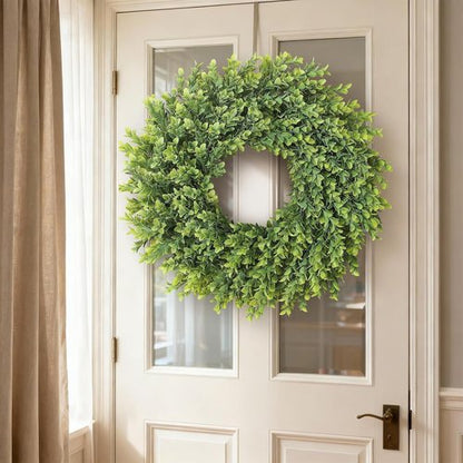 Boxwood Wreath - 26" Artificial Greenery for Front Door | Large Faux Plant Decor for Home & Outdoor