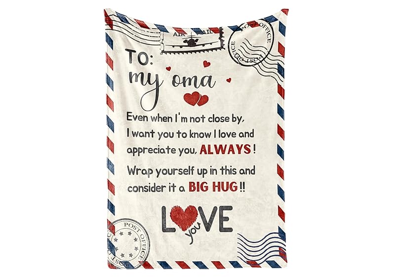 60x80 Inch Oma Gifts Flannel Throw Blanket - Letter to My Oma, Cozy 300gsm