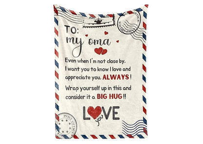 60x80 Inch Oma Gifts Flannel Throw Blanket - Letter to My Oma, Cozy 300gsm