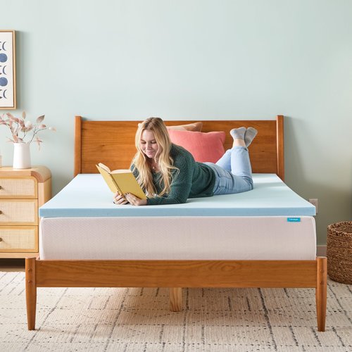 Linenspa Memory Foam Mattress Topper, Short Queen Size - 2 Inch Gel Infused Memory Foam - Plush Feel - Cooling and Pressure Relieving - CertiPUR Certified